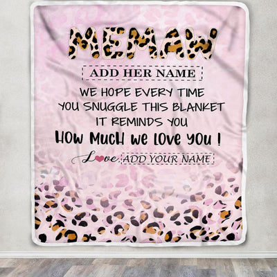 Personalized To My Memaw Gifts From Granddaughter Grandson Blanket Pink Leopard Happy Birthday Gifts For Memaw Mothers Day Christmas Customized Fleece Blanket | teecentury