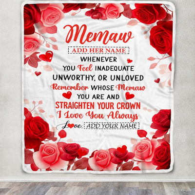 Personalized To My Memaw Gifts From Granddaughter Grandson Blanket Rose Flower Anniversary Birthday Gifts Memaw Mothers Day Christmas Custom Fleece Blanket | teecentury