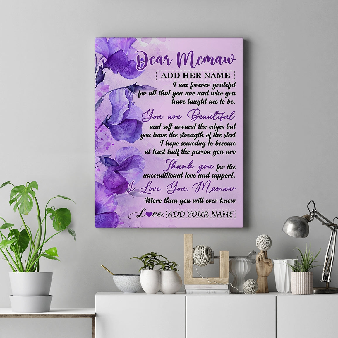 Personalized To My Memaw Gifts From Granddaughter Grandson Canvas Flower You Are Beautiful Gifts For Memaw Mothers Day Birthday Christmas Custom Print Framed Canvas | teecentury