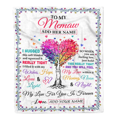 Personalized To My Memaw Gifts From Granddaughter Grandson Hugged Blanket Birthday Gifts For Memaw Mothers Day Thanksgiving Christmas Custom Fleece Blanket | teecentury