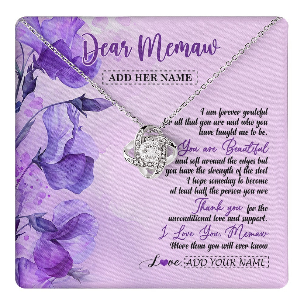 Love Knot Necklace 14K White Gold Finish | 1 | Personalized To My Memaw Gifts From Granddaughter Necklace Flower You Are Beautiful Gifts For Memaw Mothers Day Birthday Christmas Gift Box Message Card | teecentury.myshopify