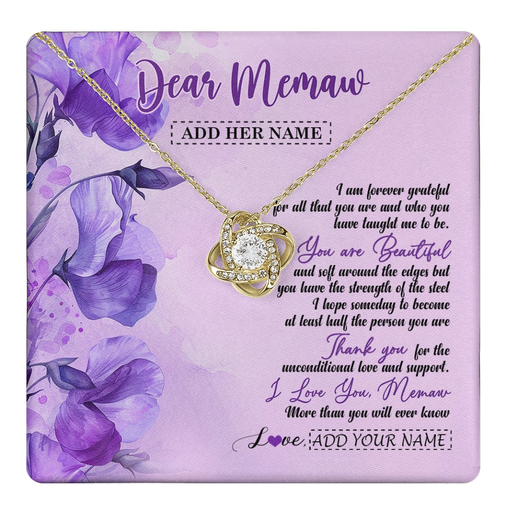 Love Knot Necklace 18K Yellow Gold Finish | 1 | Personalized To My Memaw Gifts From Granddaughter Necklace Flower You Are Beautiful Gifts For Memaw Mothers Day Birthday Christmas Gift Box Message Card | teecentury.myshopify