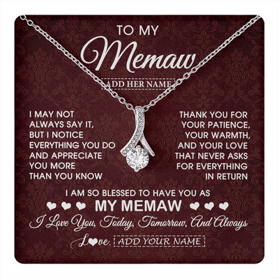 Alluring Beauty Necklace 14K White Gold Finish | 1 | Personalized To My Memaw Gifts From Granddaughter Necklace Meaningful Jewelry Pendant Gifts For Memaw Mothers Day Birthday Christmas Gift Box Message Card | https://teecentury.