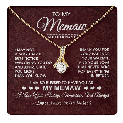 Alluring Beauty Necklace 18K Yellow Gold Finish | 1 | Personalized To My Memaw Gifts From Granddaughter Necklace Meaningful Jewelry Pendant Gifts For Memaw Mothers Day Birthday Christmas Gift Box Message Card | https://teecentury.