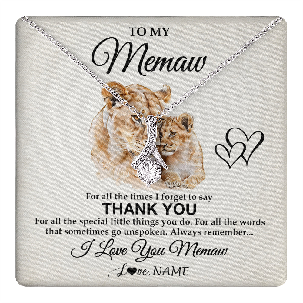 Alluring Beauty Necklace 14K White Gold Finish | 1 | Personalized To My Memaw Necklace From Granddaughter Thank You Lion Memaw Gift For Mothers Day Birthday Gift Christmas For Memaw Gift Box Message Card | teecentury