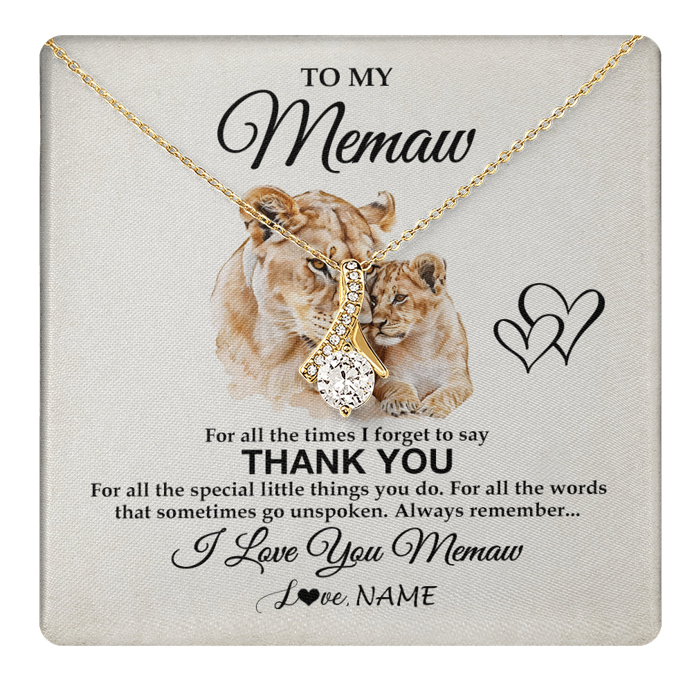 Alluring Beauty Necklace 18K Yellow Gold Finish | 1 | Personalized To My Memaw Necklace From Granddaughter Thank You Lion Memaw Gift For Mothers Day Birthday Gift Christmas For Memaw Gift Box Message Card | teecentury