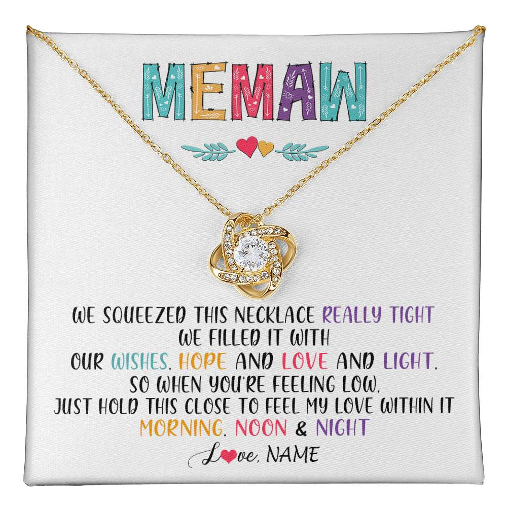 Love Knot Necklace 18K Yellow Gold Finish | 1 | Personalized To My Memaw Necklace From Grandkids Granddaughter We Squeezed This Necklace Memaw Birthday Mothers Day Jewelry Customized Gift Box Message Card | teecentury