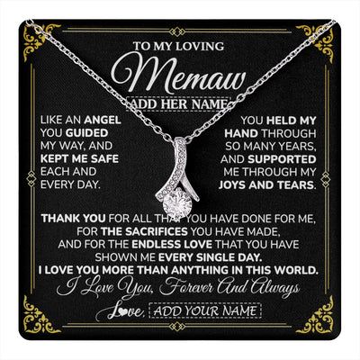 Alluring Beauty Necklace 14K White Gold Finish | 1 | Personalized To My Memaw Necklace Gifts Meaningful Gift To Memaw From Granddaughter Without You There Is No Me Mothers Day Birthday Gift Box Message Card | https://teecentury.