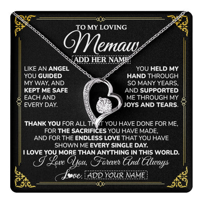 Forever Love Necklace 14K White Gold Finish | 1 | Personalized To My Memaw Necklace Gifts Meaningful Gift To Memaw From Granddaughter Without You There Is No Me Mothers Day Birthday Gift Box Message Card | https://teecentury.