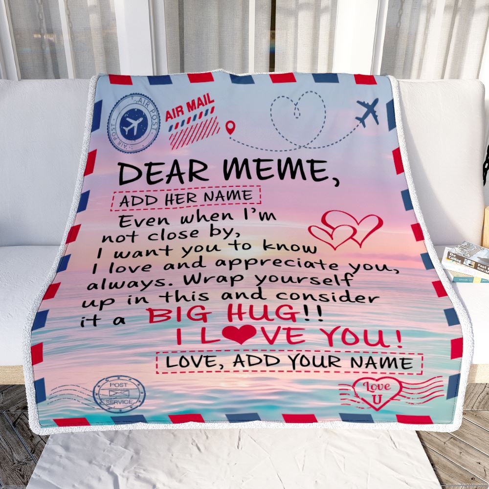 Personalized To My Meme Blanket From Granddaughter Grandson Letter Mail To Meme Gifts Happy Birthday Gifts Mothers Day Christmas Custom Name Fleece Blanket | teecentury