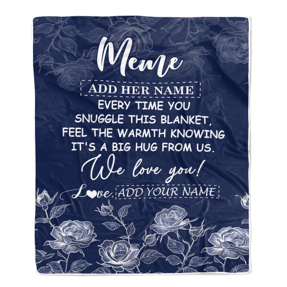 Personalized To My Meme Gifts Blanket From Granddaughter Grandson Blue Flower Love You Birthday Gifts For Meme Mothers Day Christmas Meme Fleece Blanket | teecentury