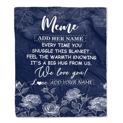 Personalized To My Meme Gifts Blanket From Granddaughter Grandson Blue Flower Love You Birthday Gifts For Meme Mothers Day Christmas Meme Fleece Blanket | teecentury