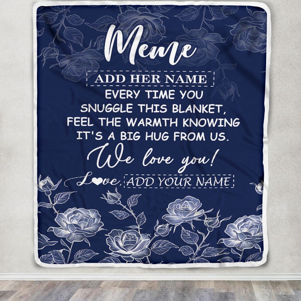 Personalized To My Meme Gifts Blanket From Granddaughter Grandson Blue Flower Love You Birthday Gifts For Meme Mothers Day Christmas Meme Fleece Blanket | teecentury