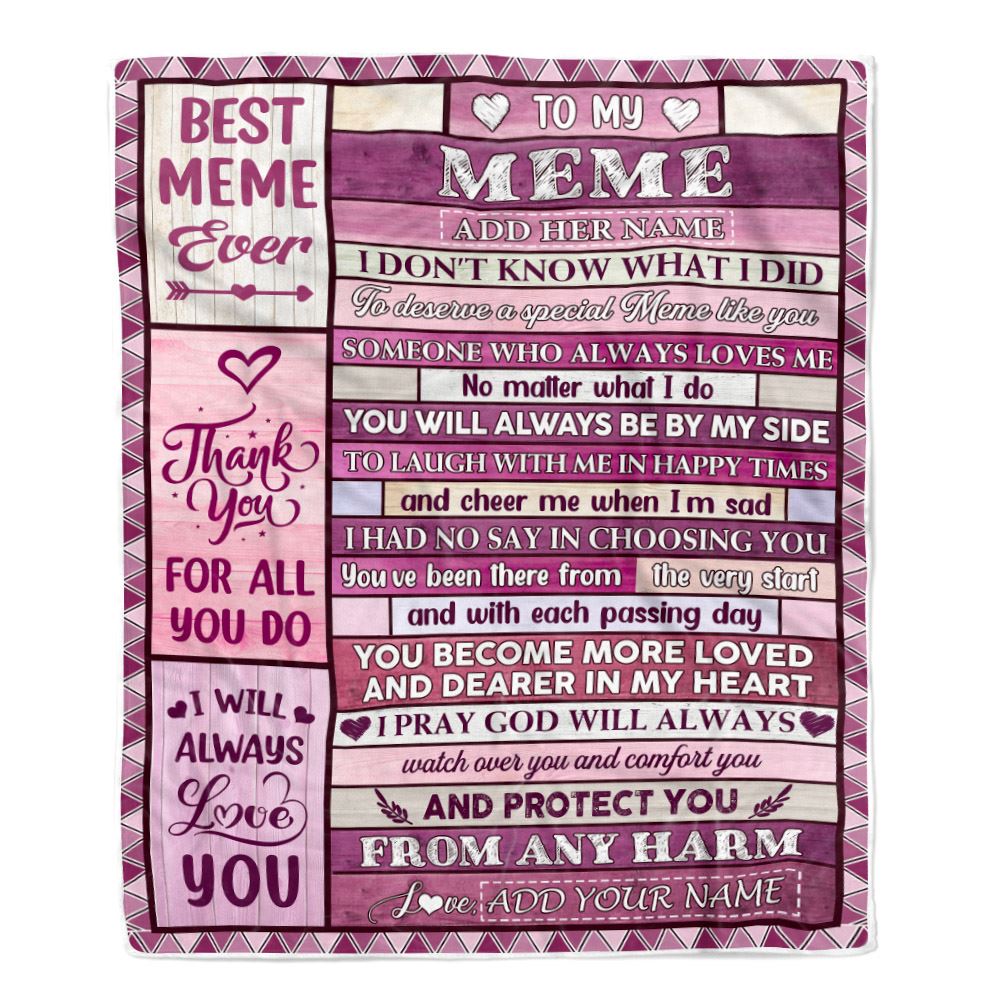 Personalized To My Meme Gifts Blanket From Granddaughter Grandson Wood Thank You For All Gifts For Meme Mothers Day Birthday Christmas Custom Fleece Blanket | teecentury