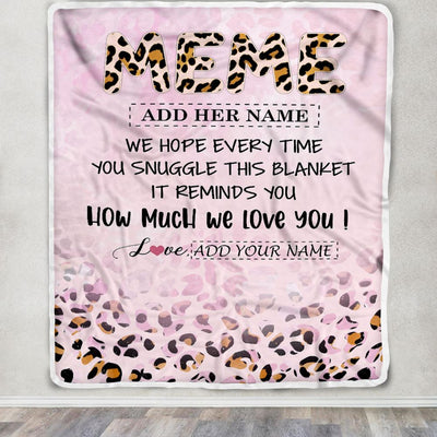 Personalized To My Meme Gifts From Granddaughter Grandson Blanket Pink Leopard Happy Birthday Gifts For Meme Mothers Day Christmas Customized Fleece Blanket | teecentury