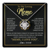 Love Knot Necklace 14K White Gold Finish | 1 | Personalized To My Meme Gifts Necklace From Granddaughter Grandson Grateful Thank You Meme Birthday Mothers Day Christmas Customized Gift Box Message Card | teecentury