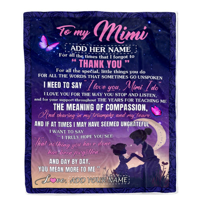 Personalized To My Mimi Blanket From Grandkids Granddaughter Night Sky Thank You Love You Mimi Birthday Gifts Mothers Day Christmas Customized Fleece Blanket | teecentury