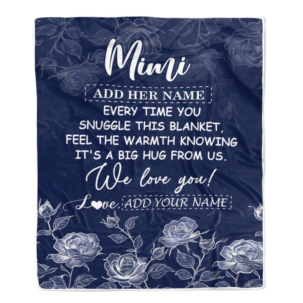 Personalized To My Mimi Gifts Blanket From Granddaughter Grandson Blue Flower Love You Birthday Gifts For Mimi Mothers Day Christmas Mimi Fleece Blanket | teecentury