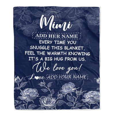 Personalized To My Mimi Gifts Blanket From Granddaughter Grandson Blue Flower Love You Birthday Gifts For Mimi Mothers Day Christmas Mimi Fleece Blanket | teecentury