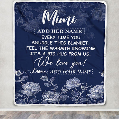 Personalized To My Mimi Gifts Blanket From Granddaughter Grandson Blue Flower Love You Birthday Gifts For Mimi Mothers Day Christmas Mimi Fleece Blanket | teecentury