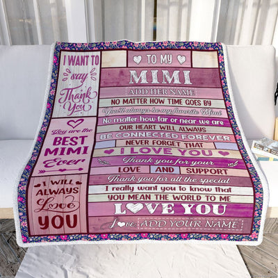 Personalized To My Mimi Gifts Blanket From Granddaughter Grandson Wood My Favorite Mimi Birthday Gifts Mothers Day Christmas Customized Fleece Blanket | teecentury