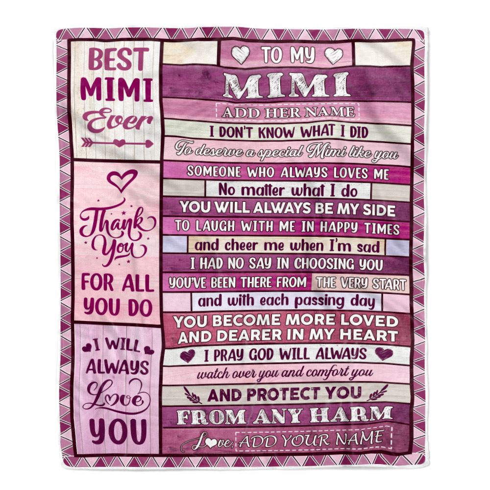 Personalized To My Mimi Gifts Blanket From Granddaughter Grandson Wood Thank You For All Gifts For Mimi Mothers Day Birthday Christmas Custom Fleece Blanket | teecentury