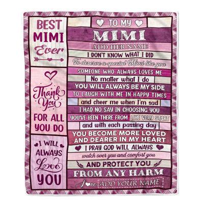Personalized To My Mimi Gifts Blanket From Granddaughter Grandson Wood Thank You For All Gifts For Mimi Mothers Day Birthday Christmas Custom Fleece Blanket | teecentury