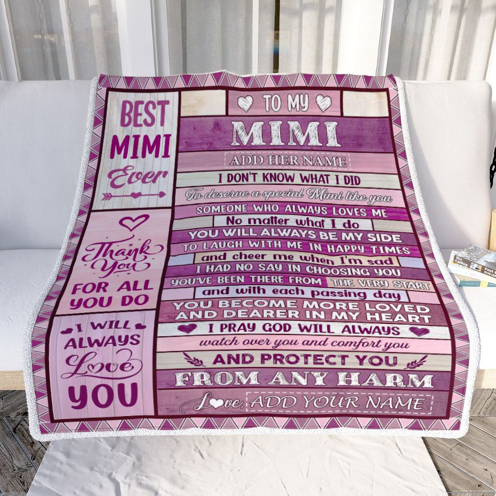 Personalized To My Mimi Gifts Blanket From Granddaughter Grandson Wood Thank You For All Gifts For Mimi Mothers Day Birthday Christmas Custom Fleece Blanket | teecentury