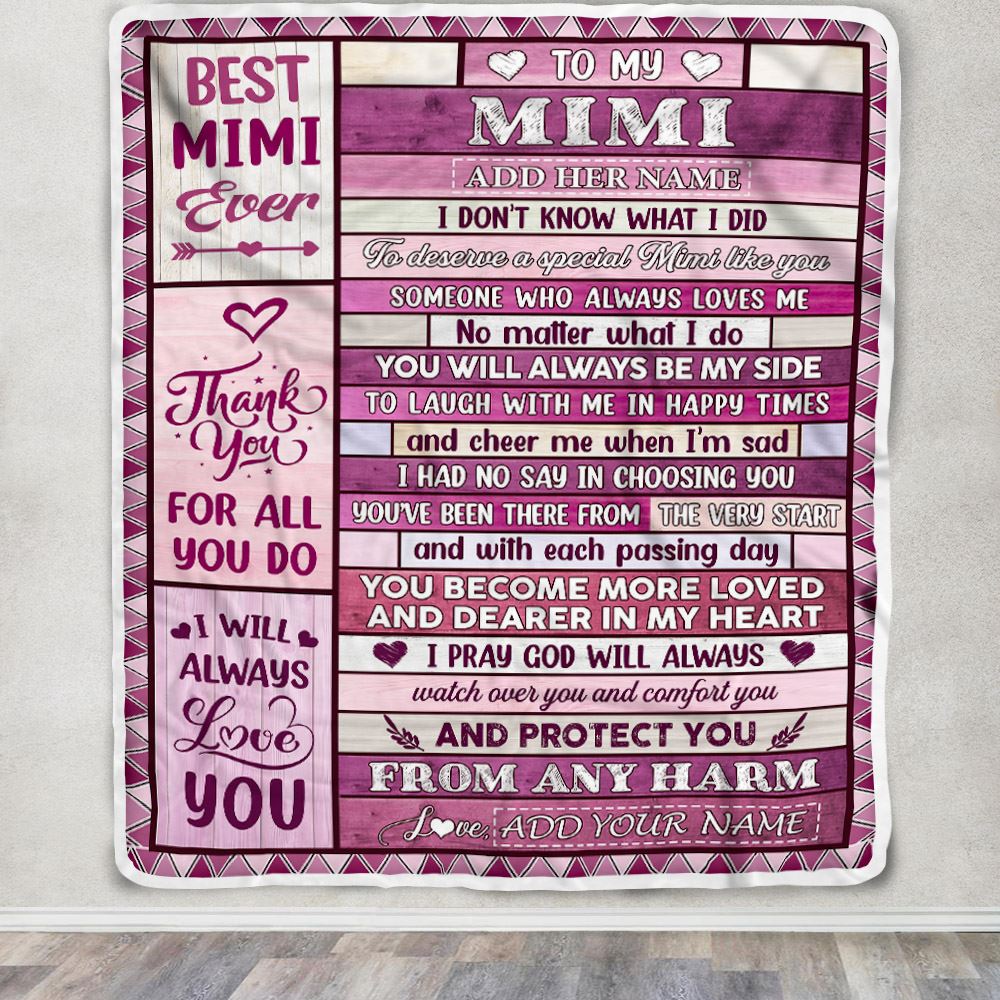 Personalized To My Mimi Gifts Blanket From Granddaughter Grandson Wood Thank You For All Gifts For Mimi Mothers Day Birthday Christmas Custom Fleece Blanket | teecentury