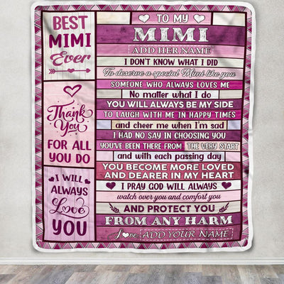 Personalized To My Mimi Gifts Blanket From Granddaughter Grandson Wood Thank You For All Gifts For Mimi Mothers Day Birthday Christmas Custom Fleece Blanket | teecentury