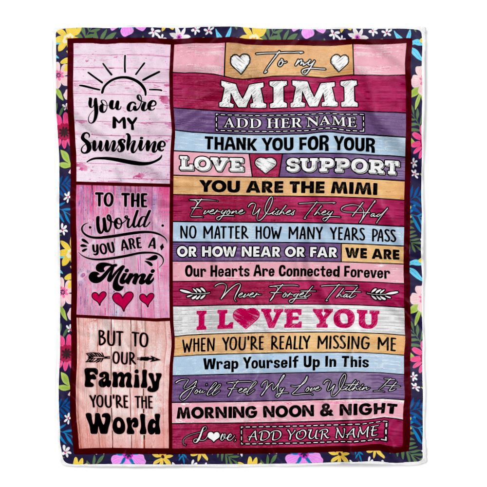 Personalized To My Mimi Gifts Blanket From Granddaughter Grandson Wood You Are The Mimi Birthday Gifts Mothers Day Christmas Customized Fleece Blanket | teecentury
