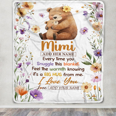 Personalized To My Mimi Gifts From Granddaughter Grandson Blanket Bear Big Hug Birthday Present Gift Idea For Mimi Mothers Day Christmas Custom Fleece Blanket Shirt & Hoodie | teecentury