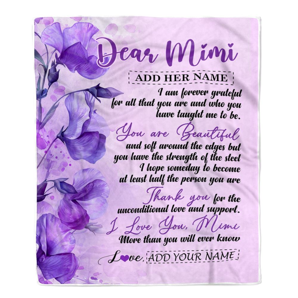 Personalized To My Mimi Gifts From Granddaughter Grandson Blanket Flower You Are Beautiful Gifts For Mimi Mothers Day Birthday Christmas Custom Fleece Blanket | teecentury