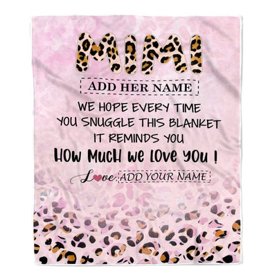 Personalized To My Mimi Gifts From Granddaughter Grandson Blanket Pink Leopard Happy Birthday Gifts For Mimi Mothers Day Christmas Customized Fleece Blanket | teecentury