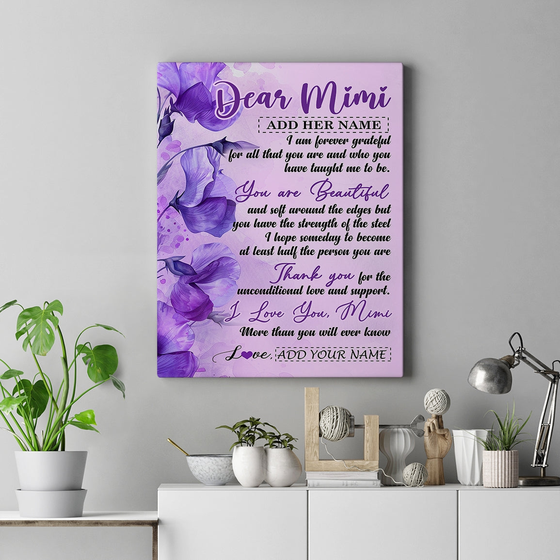 Personalized To My Mimi Gifts From Granddaughter Grandson Canvas Flower You Are Beautiful Gifts For Mimi Mothers Day Birthday Christmas Custom Print Framed Canvas | teecentury