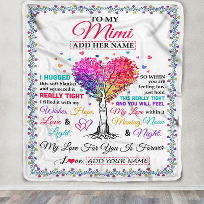 Personalized To My Mimi Gifts From Granddaughter Grandson Hugged Blanket Birthday Gifts For Mimi Mothers Day Thanksgiving Christmas Customized Fleece Blanket | teecentury