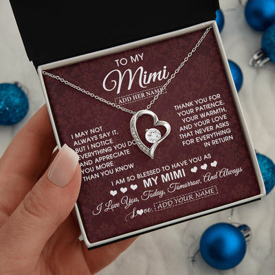 Forever Love Necklace 14K White Gold Finish | 2 | Personalized To My Mimi Gifts From Granddaughter Necklace Meaningful Jewelry Pendant Gifts For Mimi Mothers Day Birthday Christmas Custom Gift Box Message Card | https://teecentury.