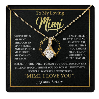 Alluring Beauty Necklace 18K Yellow Gold Finish | 1 | Personalized To My Mimi Gifts Necklace From Granddaughter Grandson Grateful Thank You Mimi Birthday Mothers Day Christmas Customized Gift Box Message Card | teecentury