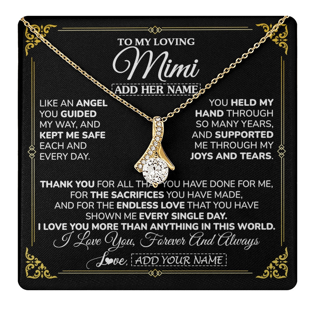 Alluring Beauty Necklace 18K Yellow Gold Finish | 1 | Personalized To My Mimi Necklace Gifts Meaningful Gift To Mimi From Granddaughter Without You There Is No Me Mothers Day Birthday Custom Gift Box Message Card | https://teecentury.