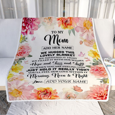 Personalized To My Mom Blanket From Daughter Floral We Hugged This Lovely Mom Birthday Gifts Mothers Day Christmas Customized Fleece Throw Blanket | teecentury