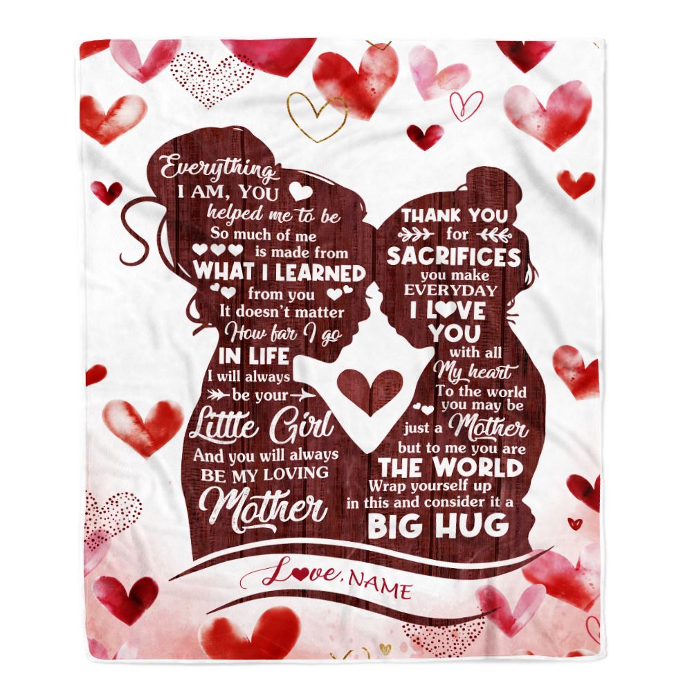 Personalized To My Mom Blanket From Daughter I Love You With All My Heart Thank You Mom Mother Birthday Mothers Day Christmas Customized Fleece Throw Blanket | teecentury