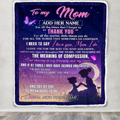 Personalized To My Mom Blanket From Daughter Night Sky Thank You Love You Mom Birthday Gifts Mothers Day Christmas Customized Fleece Throw Blanket | teecentury