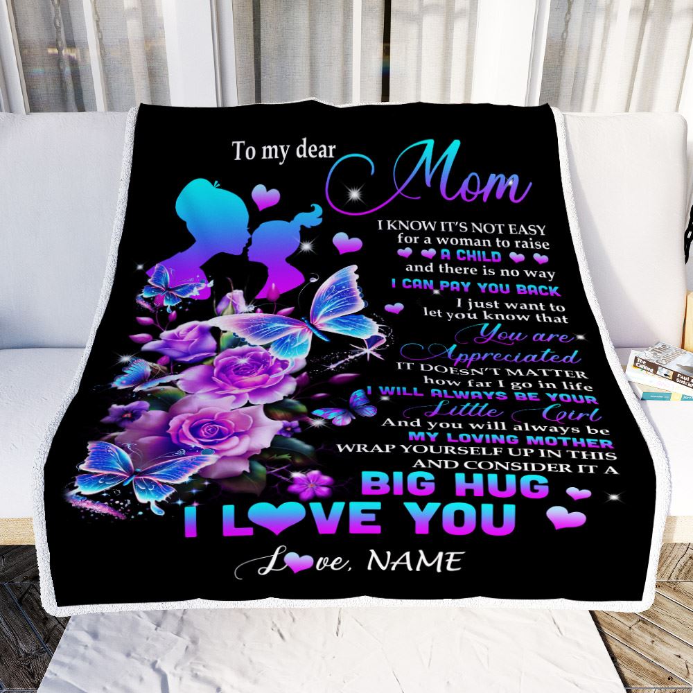 Personalized To My Mom Blanket From Daughter Rose Butterfly You Are Appriciated Mom Mother Birthday Mothers Day Christmas Customized Fleece Throw Blanket | teecentury