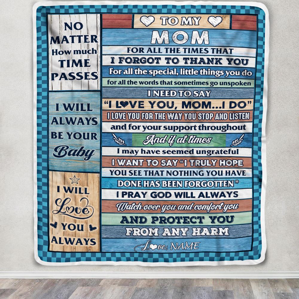 Personalized To My Mom Blanket From Daughter Son Wood I Love You Thank You Mom Birthday Mothers Day Thanksgiving Christmas Customized Gift Fleece Blanket | teecentury