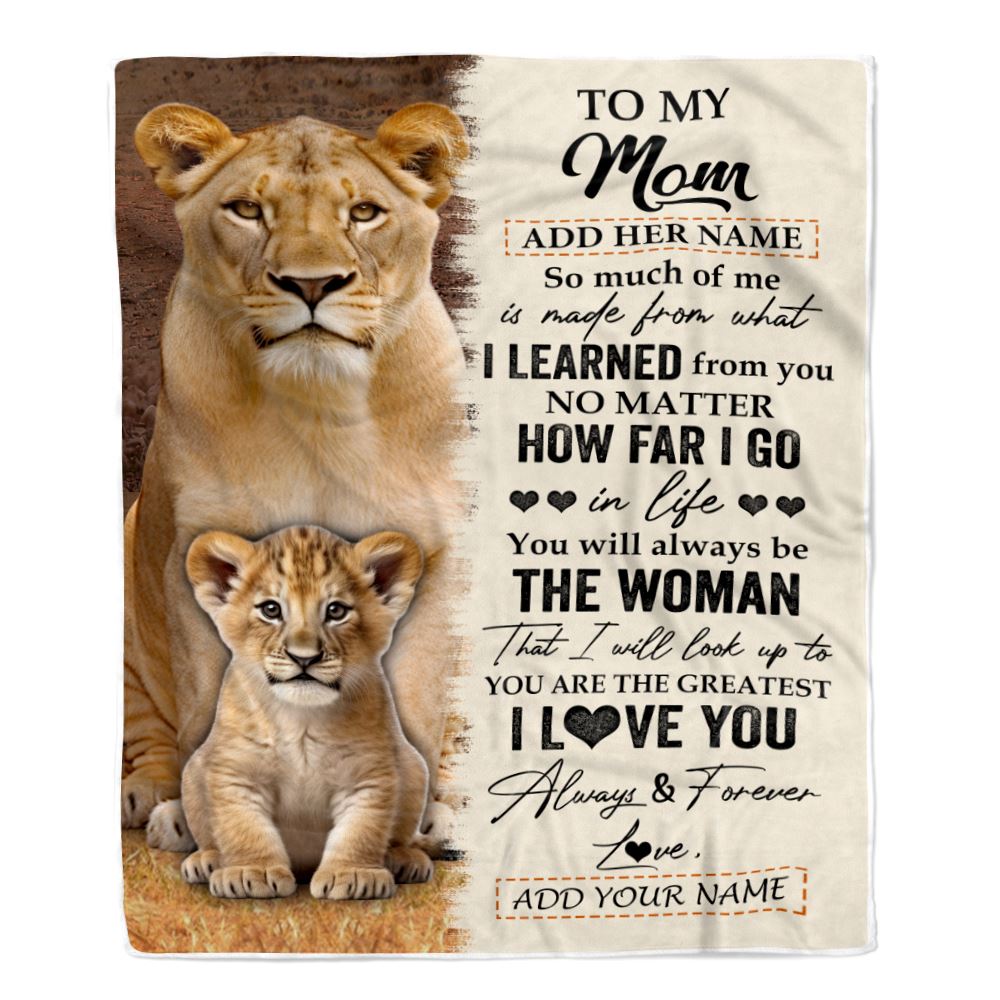 Personalized To My Mom Blanket From Daughter Son You Are The Greatest Lion Mom Birthday Gifts Mothers Day Christmas Customized Travel Fleece Throw Blanket | teecentury