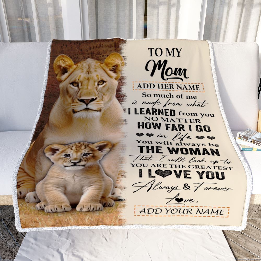 Personalized To My Mom Blanket From Daughter Son You Are The Greatest Lion Mom Birthday Gifts Mothers Day Christmas Customized Travel Fleece Throw Blanket | teecentury