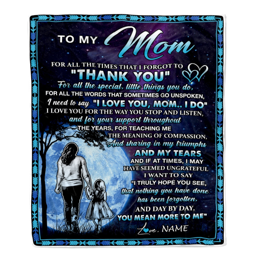 Personalized To My Mom Blanket From Daughter Thank You Day By Day Mom Birthday Mothers Day Thanksgiving Christmas Customized Bed Fleece Blanket | teecentury