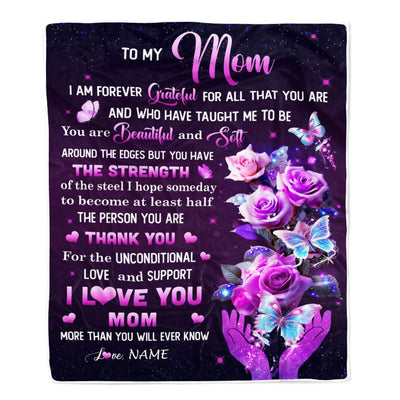 Personalized To My Mom Blanket From Daughter Thank You For Love Butterfly Mom Birthday Mothers Day Thanksgiving Christmas Customized Gift Fleece Throw Blanket | teecentury