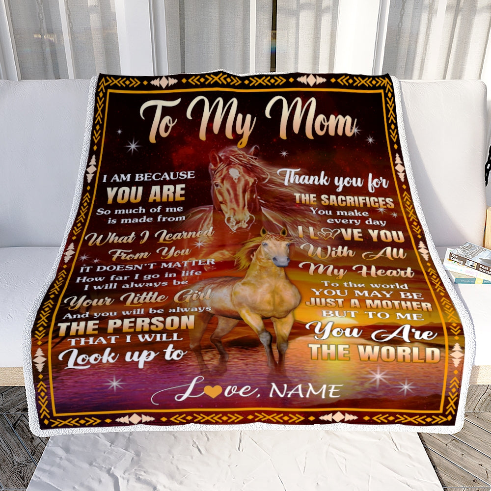 Personalized To My Mom Blanket From Daughter Thank You For The Sacrifices Horse Mom Birthday Mothers Day Thanksgiving Christmas Customized Fleece Blanket | teecentury