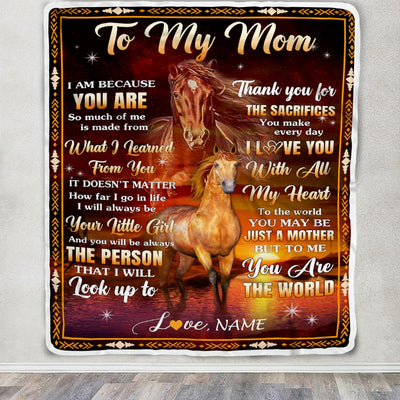 Personalized To My Mom Blanket From Daughter Thank You For The Sacrifices Horse Mom Birthday Mothers Day Thanksgiving Christmas Customized Fleece Blanket | teecentury